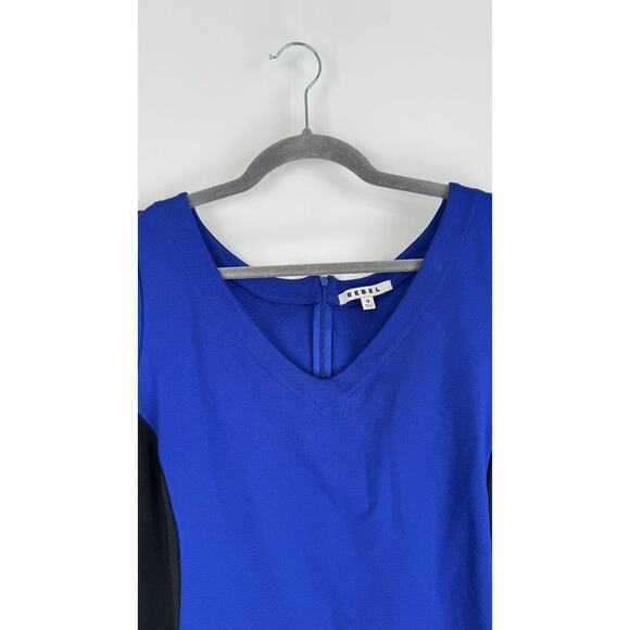 Rebel Wilson Womens Blue Black Colorblock 3/4 Sleeve Dress V Neck Size 1X NWT - Picture 3 of 11